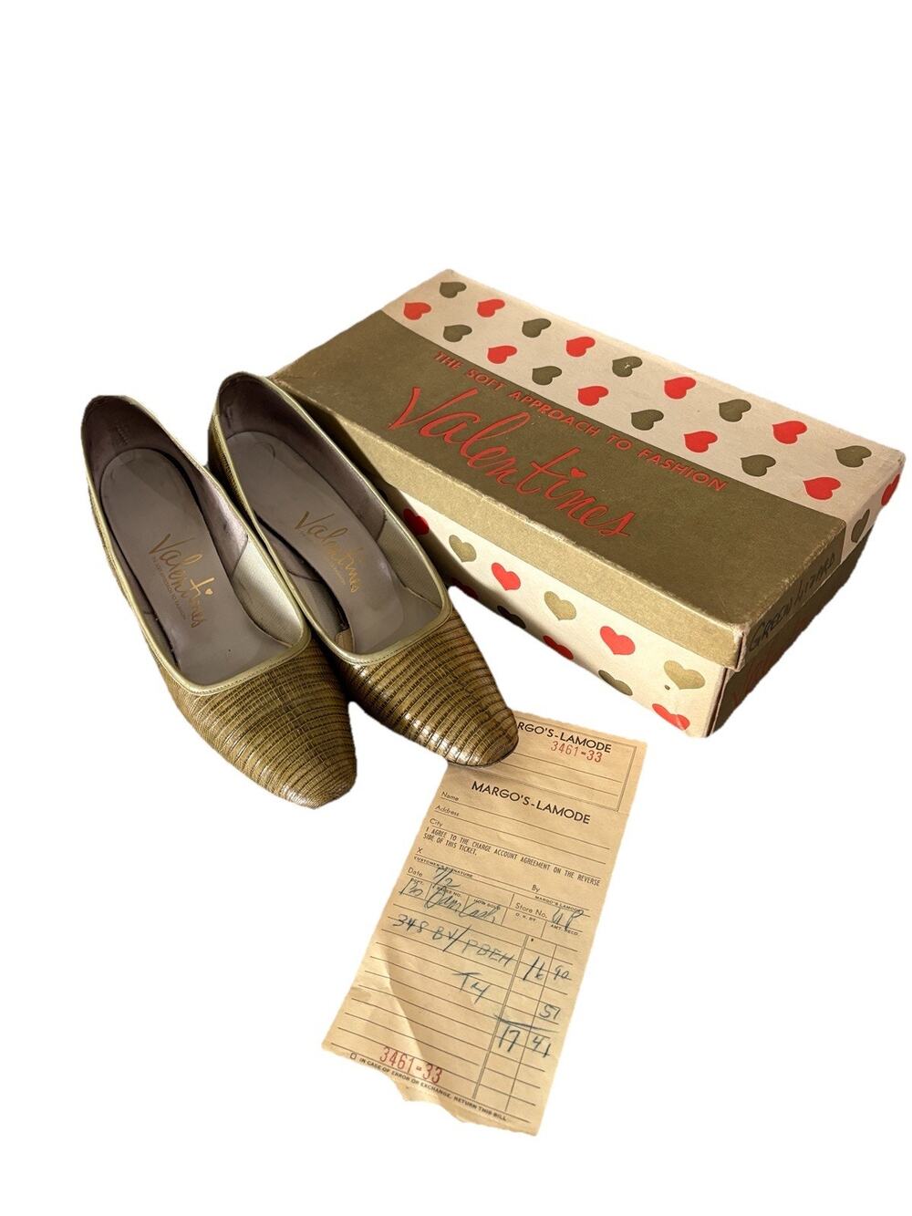 Vintage Valentines Genuine Lizard Skin Pumps Green Gold Heels Sz 7 Org Receipt